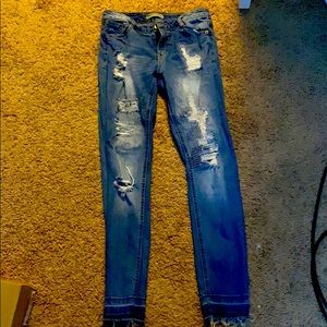 Netted Distressed Jeans